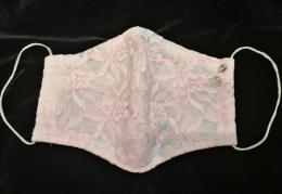 マスク、ピンクレース石付